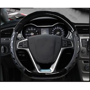D Cut Steering Wheel Cover - D Shaped Flat Bottom Microfiber Leather Anti-Skid Breathable Fit 14.5"-15" (Blue)