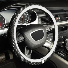 KAFEEK Steering Wheel Cover, Universal 15 inch, Microfiber Leather, Anti-Slip, Odorless,Sky Stars Black White