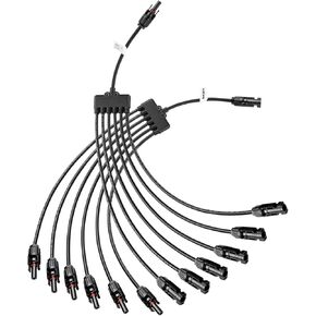 Solar Y Connector - 1 to 6 Parallel Solar Panel Connector, 63cm Extension, High Current Capacity, IP67 Waterproof Solar Cable, 8-14AWG Compatible
