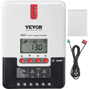 VEVOR 50A MPPT Solar Charge Controller, 12V / 24V Auto DC Input, Solar Panel Regulator Charger with Bluetooth Module, 98% Charging Efficiency for Sealed(AGM), Gel, Flooded and Lithium Battery Charging
