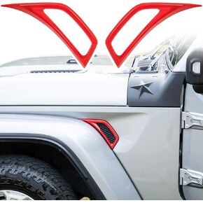 ABS Car Wheel Eyebrow Side Air Conditioning Vent Outlet Decoration Cover Trim Sticker Exterior Accessories fit for Jeep Wrangler JL JLU 2018-2024 & Gladiator JT 2pcs (Red)