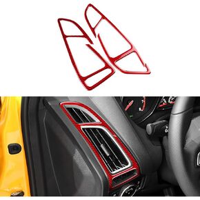 Real Carbon Fiber Air Outlet Frames Sides Center Control, Covers for Ford Focus SE (2012 2013 2014 2015 2016 2017 2018), Interior Decal Car Accessories, Black