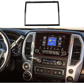 Korlot Carbon Fiber Pattern Center Console Dashboard Cover Trim Accessories for 2017-2024 Nissan Titan (Navigation Frame(for 2020+))