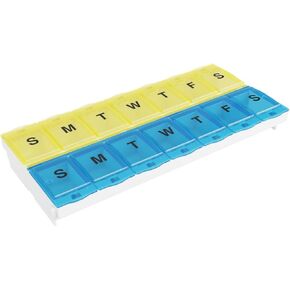 EZY DOSE Pill Organizer Weekly AM/PM (7-Day), Medicine Planner, Vitamin Case/Box, 2X-Large Locking Compartments to Secure Prescription and Prevent Accidental Spilling, Blue and Purple, BPA Free