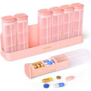 Weekly Pill Organizer 3X a Day, Detachable Pill Box 7 Day, Large 3 Times Daily Pill Case, Travel Pill Container Holder, Week Medication Dispenser Pillbox for Vitamin Supplement Medicine, Pink