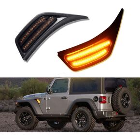 GTINTHEBOX LED Front Fender Side Marker Light Turn Signal Lamp Assembly for 2018 2019 2020 2021 2022 Jeep Wrangler JL JLU Gladiator JT,Smoke Lens