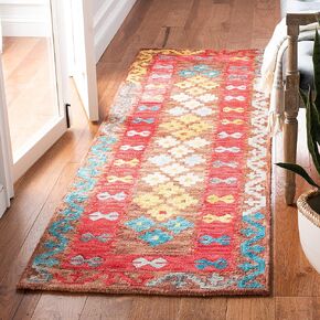 SAFAVIEH Aspen Collection Runner Rug - 2'3" x 7', Brown & Red, Handmade Boho Tribal Wool, Ideal for High Traffic Areas in Living Room, Bedroom (APN403T)