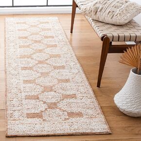 SAFAVIEH Metro Collection Runner Rug - 2'3" x 8', Natural & Rust, Handmade Wool, Ideal for High Traffic Areas in Living Room, Bedroom (MET803P)