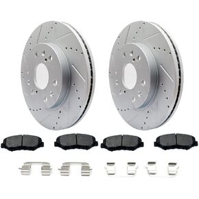 FKG Front Brake Pad and Rotor Kit fit for 2002-2004 Honda CR-V,2003-2011 Honda Element, 2003-2007 Honda Accord (2.4L ONLY)