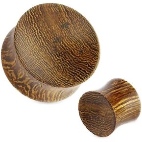 Pair (2PCS) CONCAVE SNAKE WOOD PLUGS Double Flare Gauges Organic Ear Tunnels 9326