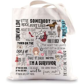 BWWKTOP Country Singer Canvas Tote Bag Country Music Inspired Gifts Country Concert Tour Shoulder Bag Country Singer Merch