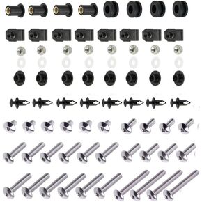 Stainless Steel Plastic Motorcycle Fairing Bolt Kit, Hardware Screws and Fasteners, Silver + Black, for Suzuki GSXR600 GSXR750 2006-2007 K6 K7