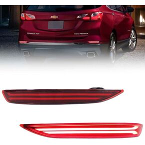 LED Bumper Reflector Brake Tail Turn Signal Lights for 2017-2022 Chevy Equinox, 3-in-1 with Sequential Turn Signal Light & Rear Brake Light & Driving Light, Rear Fender Lamps - Red Lens