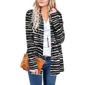 ULTRANICE Cardigan Sweaters Womens Fashion 2024 Trendy Lightweight Long Sleeve Casual Knitted Cardigans Sweater Tops Clothes Outfits with Pockets（Striped A，M）