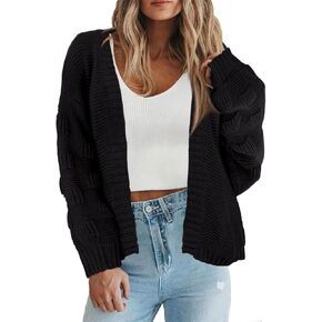 Women's 2024 Fall Open Front Long Lantern Sleeve Cardigan Oversized Chunky Outwear
