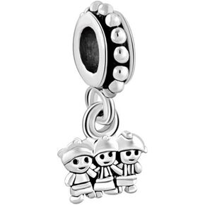 3 Sisters Charms for Bracelets Love Family Birthday Charm for Women Compatible with Pandora Bracelets