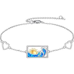 Wave Bracelet Sunset Wave Bracelet Sterling Silver Opal Pendant Necklace for Women