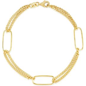 Savlano 925 Sterling Silver Paperclip Link Curb Bracelet- 18K Gold Plated Chain Bracelet Available in 7"and 8"-Inches for Women Comes with a Gift Box - Made in Italy