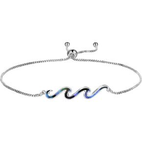 YFN Wave Bracelet 925 Sterling Silver Wave Bracelet Ocean Jewelry Beach Gifts For Women Gifts