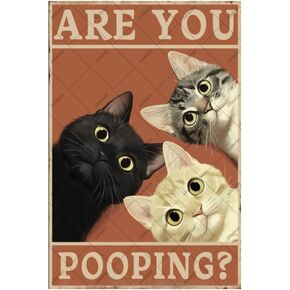 Are You Pooping Cat Sign Funny Cat Bathroom Decor Tin Signs Cat Decor Tin Poster Toilet Decor Cat Tin Plaque Cat Sign Bathroom Wall Art Funny Gift 8x12 Inch