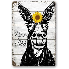 Sunflower Bathroom Decor Tin Sign Funny Metal Signs Donkey Wall Art Flush The Toilet Signs For Bathroom Metal Restroom Sunflowers Gifts Farmhouse Decor Signs For Home Decor Washroom Signs