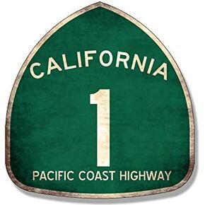 Vintage Pacific Coast Highway 1 Sign Shaped Sticker (PCH California Route (3 inch)