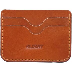 Mini Credit Card Holder Wallet, Mens Card Case Slim Wallet, Thin Front Pocket Wallet, Leather Minimalist wallet for men, Handmade Full Grain Leather Wallet (Tan)