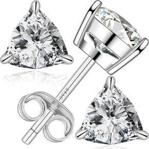 Tunzug Moissanite Diamond Earrings 18K White Gold Plated Sterling Silver Hypoallergenic Earrings D Color VVS1 Clear Brilliant Round Cut Lab Created Diamond Sunflower Studs