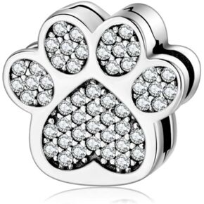 Initial A-Z Letter Charm Alphabet Beads Reflexion Charms 925 Sterling Silver Reflexions Heart Dangle Clip Charm Birthday Bracelets for Women (Crystal Paw)