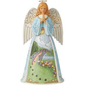 Enesco Jim Shore Heartwood Creek Rainbow Bridge Pet Bereavement Angel Figurine- Stone Resin Hand Crafted Painted Collectible Decorative Figurines Home Decor Pet Memorial Statue, 9.7 Inch