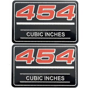 2X 454 Cubic Inch Emblem 3D Badge Valve Cover Metal Insert Decal Tonawanda 12393652 Black Red