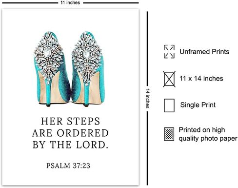 Religious Wall Art For Home 11x14 - Bible Verse Wall Decor - Catholic Wall Decor - Holy Scripture Wall Art - spiritual Gifts - Inspirational Quotes - Light Blue - God Wall Decor for Women - Unframed in Kuwait