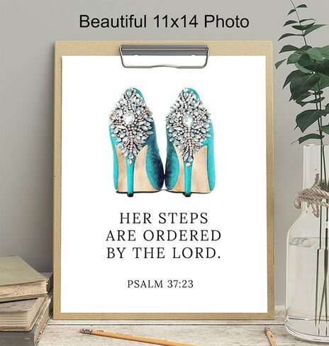 Religious Wall Art For Home 11x14 - Bible Verse Wall Decor - Catholic Wall Decor - Holy Scripture Wall Art - spiritual Gifts - Inspirational Quotes - Light Blue - God Wall Decor for Women - Unframed in Kuwait