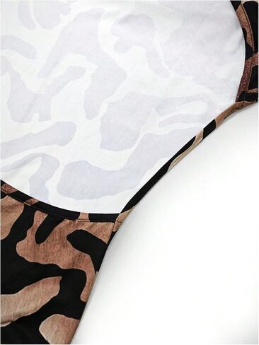 GORGLITTER Women's Leopard Cheetah Bodycon Maxi Dress Cut Out Backless Mock Neck Long Sleeve Dresses in Saudi Arabia