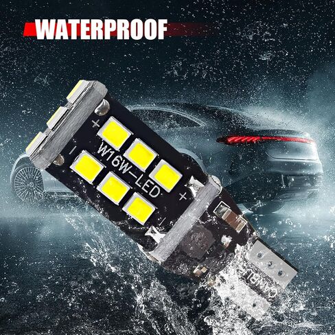 Pack-4 Car T15 LED Reversing Light, W16W 912 921 906 Stable IC Drive Decoded Canbus Error-free Bulb Replacement, 2835-15SMD Bright Waterproof Indicator Lights, Universal for Cars (White) in Saudi Arabia