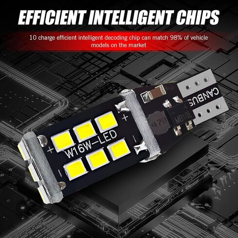 Pack-4 Car T15 LED Reversing Light, W16W 912 921 906 Stable IC Drive Decoded Canbus Error-free Bulb Replacement, 2835-15SMD Bright Waterproof Indicator Lights, Universal for Cars (White) in Saudi Arabia