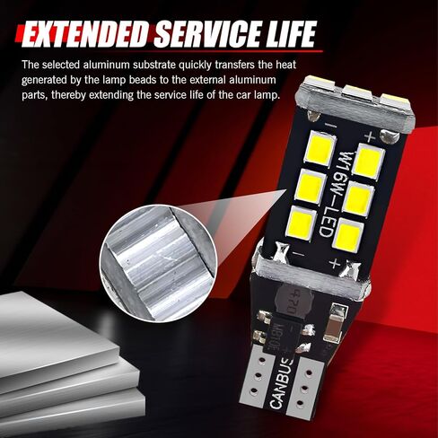 Pack-4 Car T15 LED Reversing Light, W16W 912 921 906 Stable IC Drive Decoded Canbus Error-free Bulb Replacement, 2835-15SMD Bright Waterproof Indicator Lights, Universal for Cars (White) in Saudi Arabia