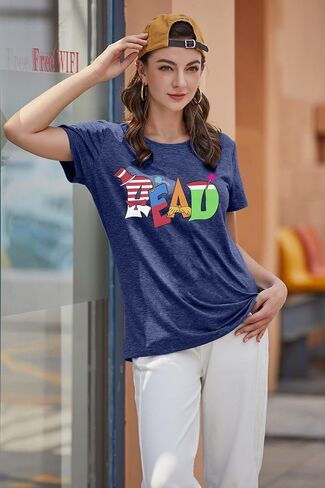 تي شيرت للقراءة للنساء، تي شيرت للقراءة، تي شيرت لمحبي الكتب، تي شيرت مضحك للمعلم، تي شيرت كاجوال بأكمام قصيرة in Kuwait