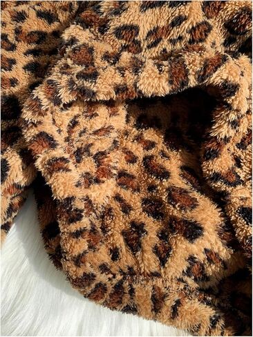 سويت شيرت نسائي عصري من COZYEASE بتصميم الفهد وأكمام طويلة ورقبة عالية ونصف سحاب مع جيوب in Saudi Arabia
