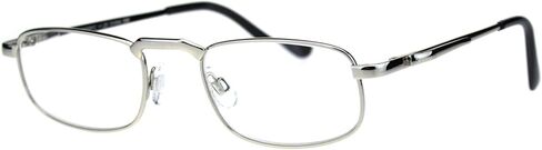Mens Pocket Clip Arm Spring Hinge Rectangular Metal Rim Reading Glasses in Kuwait