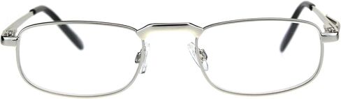 Mens Pocket Clip Arm Spring Hinge Rectangular Metal Rim Reading Glasses in Kuwait