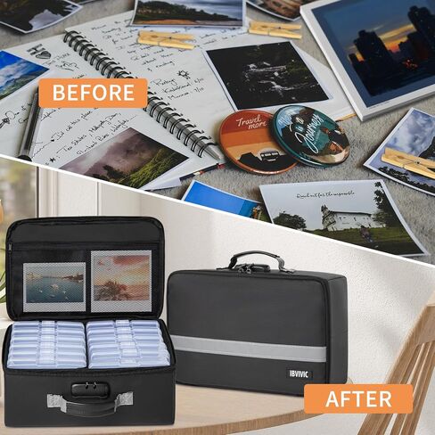 Fireproof Photo Storage Box with 18 Inner 4" x 6" Photo Case(Clear),Photo Box Organizer with Lock in Saudi Arabia