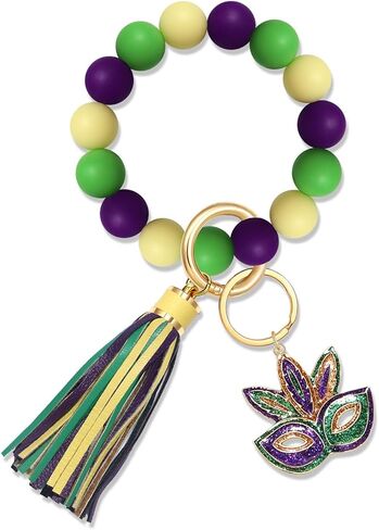 NVENF Mardi Gras Keychain سيليكون حلقة رئيسية سوار محمول منزل مفاتيح السيارة حلقة حامل in Kuwait