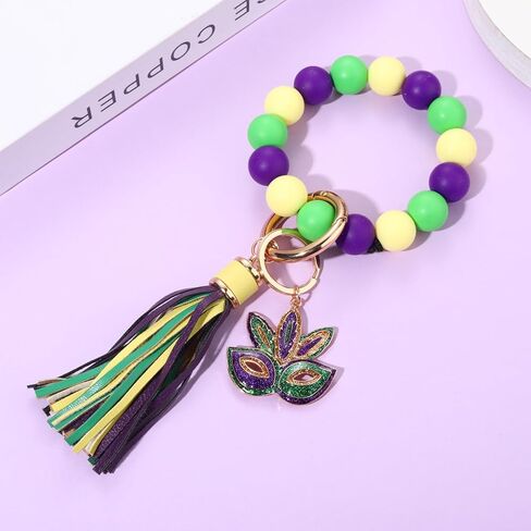 NVENF Mardi Gras Keychain سيليكون حلقة رئيسية سوار محمول منزل مفاتيح السيارة حلقة حامل in Kuwait