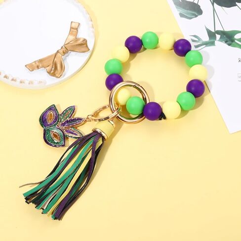 NVENF Mardi Gras Keychain سيليكون حلقة رئيسية سوار محمول منزل مفاتيح السيارة حلقة حامل in Kuwait