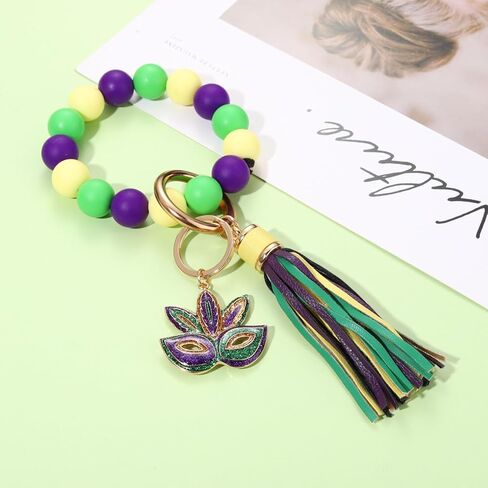 NVENF Mardi Gras Keychain سيليكون حلقة رئيسية سوار محمول منزل مفاتيح السيارة حلقة حامل in Kuwait