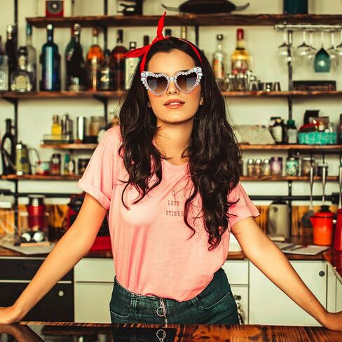 نظارات شمسية LJCZKA فاخرة بحجر الراين على شكل قلب للنساء نظارات شمسية لامعة من الكريستال الحب نظارات شمسية للحفلات والمهرجانات in Kuwait