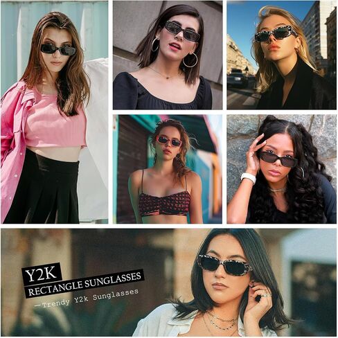 Polarized Rectangle Sunglasses for Women Men Trendy Retro 90s Sunglasses Narrow Square Y2k Sunglasses in Saudi Arabia