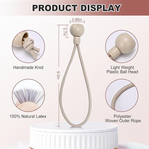 Ball Bungee Cords with Elastic String, Smooth Bungee Ball, for Tents, Canopies, Tarp, Straps, Poles, Wires, and Roller Blinds. (20 Piece，6inch，Beige) in Kuwait