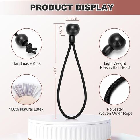 Ball Bungee Cords with Elastic String, Smooth Bungee Ball, for Tents, Canopies, Tarp, Straps, Poles, Wires, and Roller Blinds. (20 Piece，6inch，Beige) in Kuwait